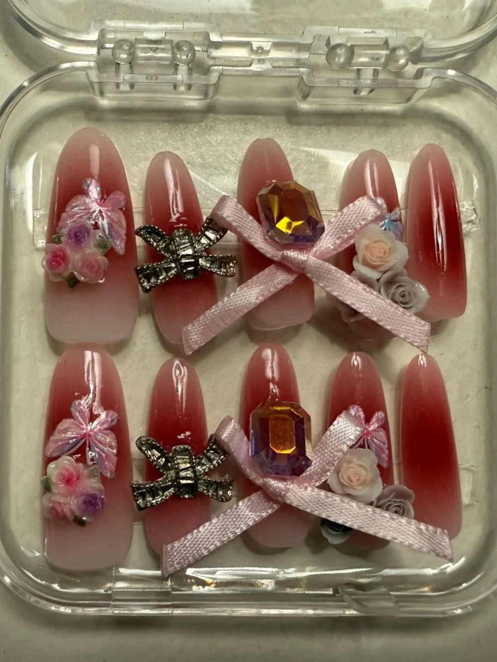Elegant Pink Floral Nail Art Set